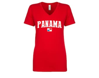 Panama V Neck  T Shirts Women Lady  100% cotton tee Any Sports  National Team Soccer tee tshirt