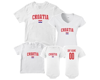 Croatia T shirt matching t-shirt set Soccer football Futbol  national Team Men Woman Kids Family  Infant Pride Flag