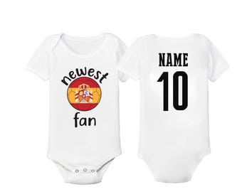Spain Bodysuit España Add your Name and Number Infant Clothing  Newest Fan Bodysuit Soccer Baby Outfit Girls Boys T shirt -Tee National Team