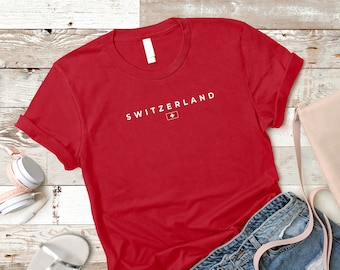 Switzerland National Team Minimalistic Switzerland Flag design unisex Shirts for women men's T shirt