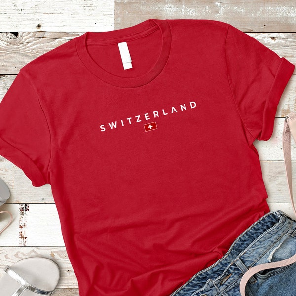 Switzerland National Team Minimalistic Switzerland Flag design unisex Shirts for women men's T shirt