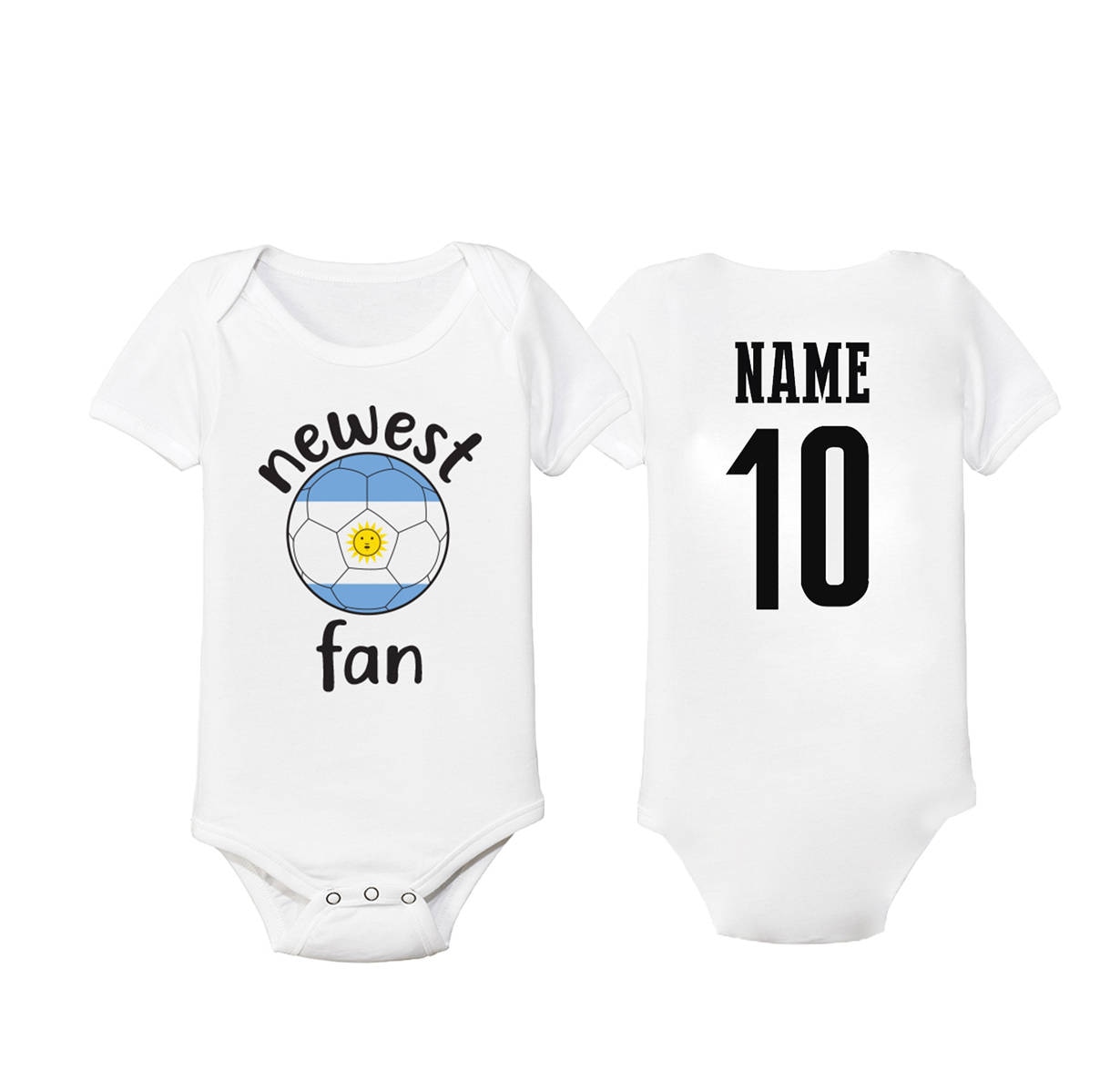 Argentina Bodysuit Add your Name and Number Infant Clothing  Newest Fan Bodysuit Soccer Baby Outfit Mameluco Infant Girls Boys T shirt - Tee