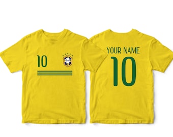 Brazil Sports  Brasil T-shirt Fan tee  Country Pride Men's and Kids Youth  Customized Name and Number