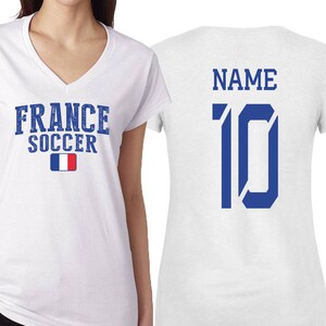France T shirts  Women&#39;s V neck 100% cotton tee Any Sports Customized Name and Number National Team