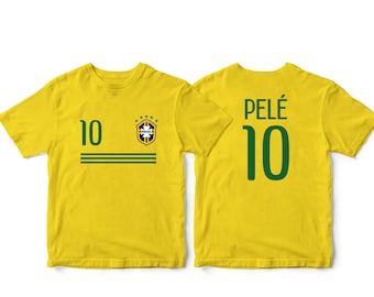 Brazil 10 Brasil Soccer  Football  Tee T-Shirt Yellow  all sizes  Adults and  Kids Sizes