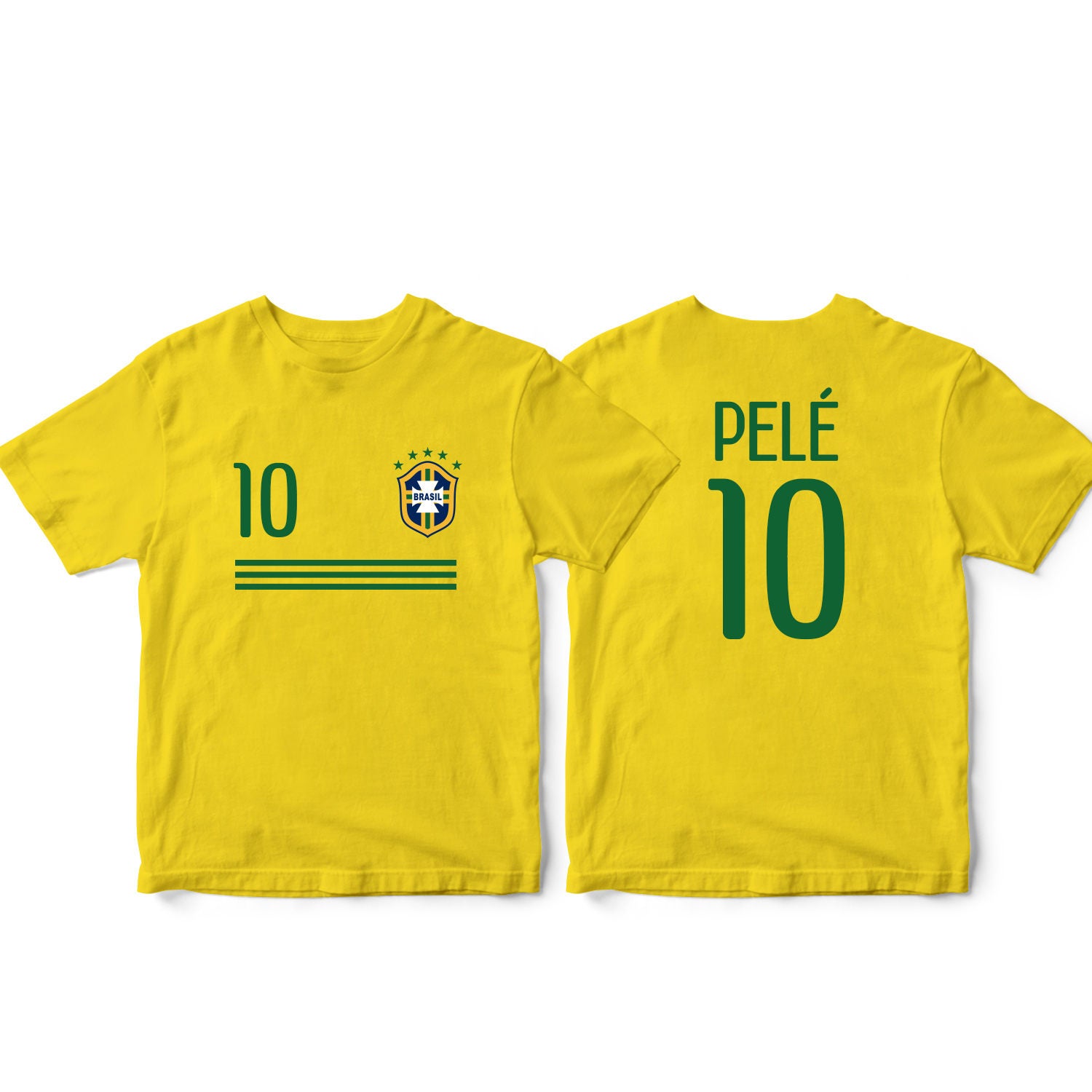 Brazil 10 Brasil Soccer Football Tee T-shirt Yellow All Sizes