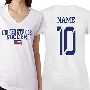 Usa T shirts United states  Women's V neck 100% cotton tee Any Sports Customized Name and Number National Team
