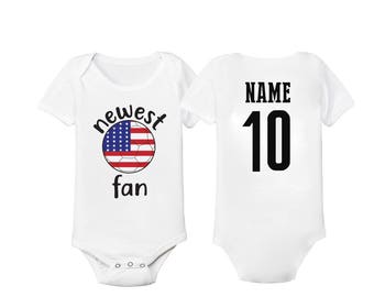 Usa Bodysuit Add your Name and Number Infant Clothing  Newest Fan Bodysuit Soccer Baby Outfit  Girls Boys T shirt - Tee National Team