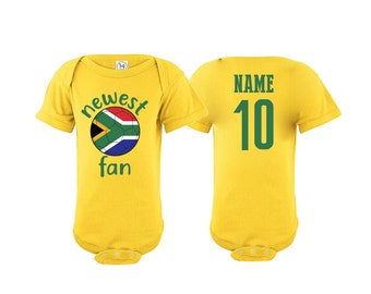 South Africa Bodysuit  Add your Name and Number Infant Clothing Newest Fan Baby Outfit  Girls Boys T shirt -Tee National Team Soccer