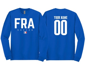 France Team Soccer 2026 Country Flag Long Sleeve Soccer Letter T-Shirt Unisex for Mens