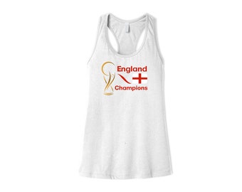 England National Team Womens Female Sports Tank Top Futbol Soccer Flag Gold Colors Design For Adults Printed in USA