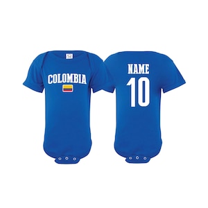 Colombia  Bodysuit Add your Name and Number Infant Clothing  Newest Fan Bodysuit Soccer Baby Outfit  Infant Girls Boys T shirt - Tee