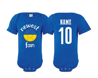 Ukraine  Bodysuit  Add your Name and Number Infant Clothing Newest Fan Baby Outfit  Girls Boys T shirt -Tee National Team Soccer