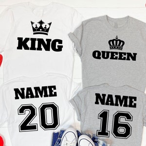 King Queen Matching Couple Shirts, Customizable Valentines Couple Shirt, Valentines Day Shirt Gifts, Valentines Matching Shirts Gift