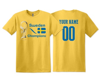 Sweden National Team T shirt Flag Logo design soccer Football Female 2023 Custom Customized Sports Name Number