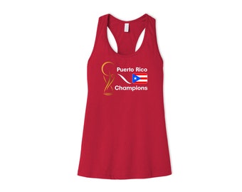 Puerto Rico National Team Womens Female Sports Tank Top Futbol Soccer Flag Gold Colors Design For Adults Printed in USA