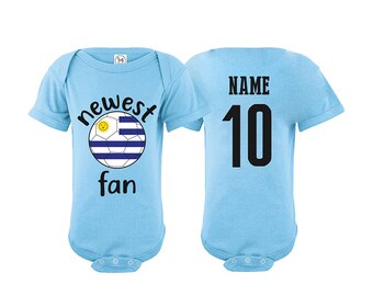 Uruguay Bodysuit Add your Name and Number Infant Clothing  Newest Fan Bodysuit Soccer Baby Outfit  Girls Boys T shirt - Tee National Team