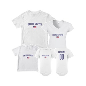United States T shirt matching t-shirt set Soccer football Futbol  national Team Men Woman Kids Family  Infant Pride Flag