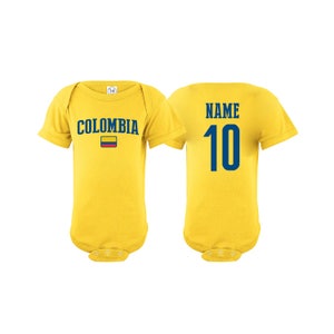 Colombia  Bodysuit Add your Name and Number Infant Clothing  Newest Fan Bodysuit Soccer Baby Outfit  Infant Girls Boys T shirt - Tee