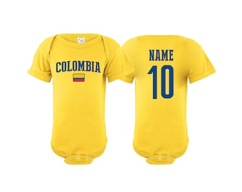 Colombia  Bodysuit Add your Name and Number Infant Clothing  Newest Fan Bodysuit Soccer Baby Outfit  Infant Girls Boys T shirt - Tee