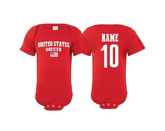 Usa Bodysuit Add your Name and Number Infant Clothing  Newest Fan Bodysuit Soccer Baby Outfit  Girls Boys T shirt - Tee National Team