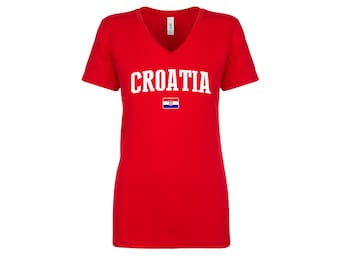 Croatia V Neck T shirts Women Lady  100% cotton tee Any Sports  National Team Soccer tee tshirt