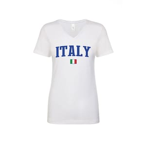 Italy V Neck T shirts Women Lady  100% cotton tee Any Sports  National Team Soccer Italia tee tshirt