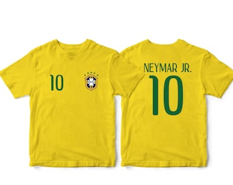 Brazil 10 Brasil Soccer  Football  Tee T-Shirt Yellow  all sizes  Adults and  Kids Sizes
