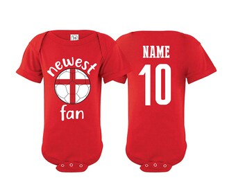 England Bodysuit Inglaterra Add your Name and Number Infant Clothing  Newest Fan Bodysuit Soccer Baby Outfit  Girls Boys T shirt - Tee