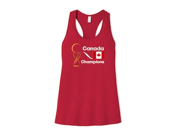 Canada National Team Womens Female Sports Tank Top Futbol Soccer Flag Gold Colors Design For Adults Printed in USA