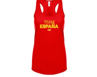 Spain España Team Tank top shirts Women Lady  100% cotton tee Any Sports  National Team Soccer Espana