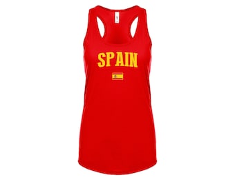 Spain EspañaTank top shirts Women Lady  100% cotton tee Any Sports  National Team Soccer Espana