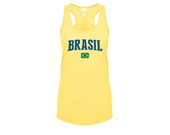 Brazil Tank top shirts Women Lady  100% cotton tee Any Sports  National Team Soccer Brasil