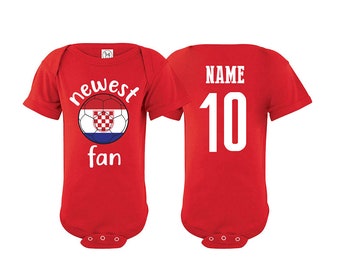 Croatia Bodysuit Add your Name and Number Infant Clothing  Newest Fan Bodysuit Soccer Baby Outfit Mameluco Infant Girls Boys T shirt - Tee