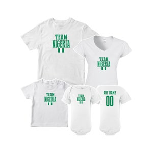 Team Nigeria T shirt matching t-shirt set Soccer football Futbol  national Team Men Woman Kids Family  Infant Pride Flag