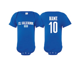 El Salvador Bodysuit Add your Name and Number Infant Clothing  Newest Fan Bodysuit Soccer Baby Outfit Mameluco Girls Boys T shirt -Tee