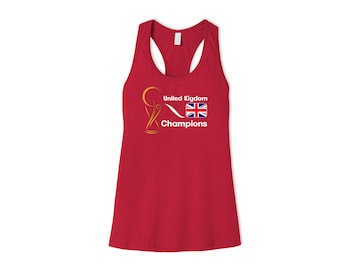 United Kingdom National Team Womens Female Sports Tank Top Futbol Soccer Flag Gold Colors Design For Adults Printed in USA