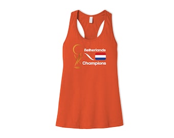 Netherlands National Team Womens Female Sports Tank Top Futbol Soccer Flag Gold Colors Design For Adults Printed in USA