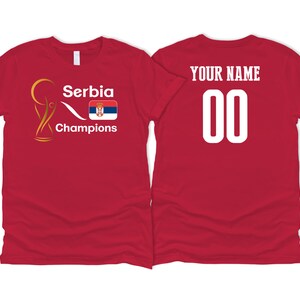 Serbia National Country Team Sport Soccer T shirt Simple Flag Logo Football Female Womens 2023 Custom Name and Number Printed in USA