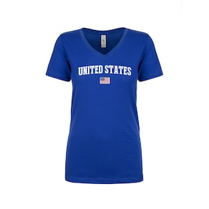United States Usa  V Neck T Shirts  Women Lady  100% cotton tee Any Sports  National Team Soccer Baseball tee tshirt