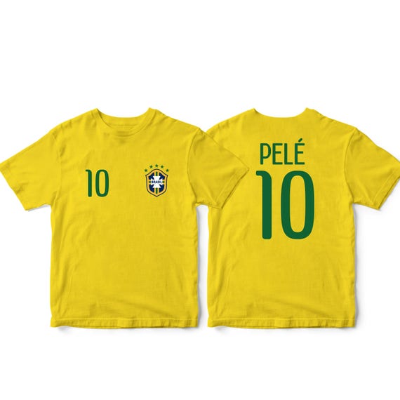 Brazil 10 Brasil Soccer Football Tee T-Shirt Yellow all sizes Adults and  Kids Sizes