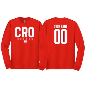 Croatia Team Soccer 2022 Country Flag Long Sleeve soccer letter T-Shirt Unisex for Mens