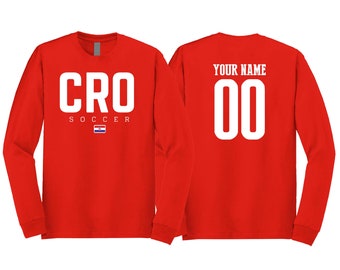 Croatia Team Soccer 2026 Country Flag Long Sleeve soccer letter T-Shirt Unisex for Mens