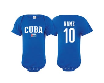 Cuba Bodysuit Add your Name and Number Infant Clothing  Newest Fan Bodysuit Soccer Baby Outfit Mameluco Infant Girls Boys T shirt - Tee
