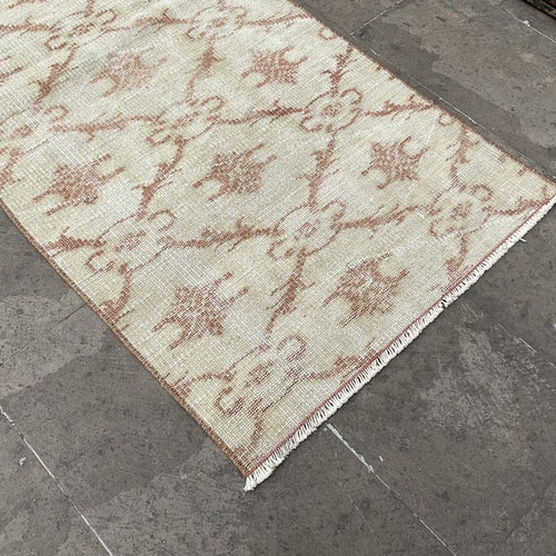 2x5 Beige Vintage Rug, Versatile home decor accessories, Area Rug, Turkish Rugs, Wool Decorative Rug, FREE SHIPPING shops