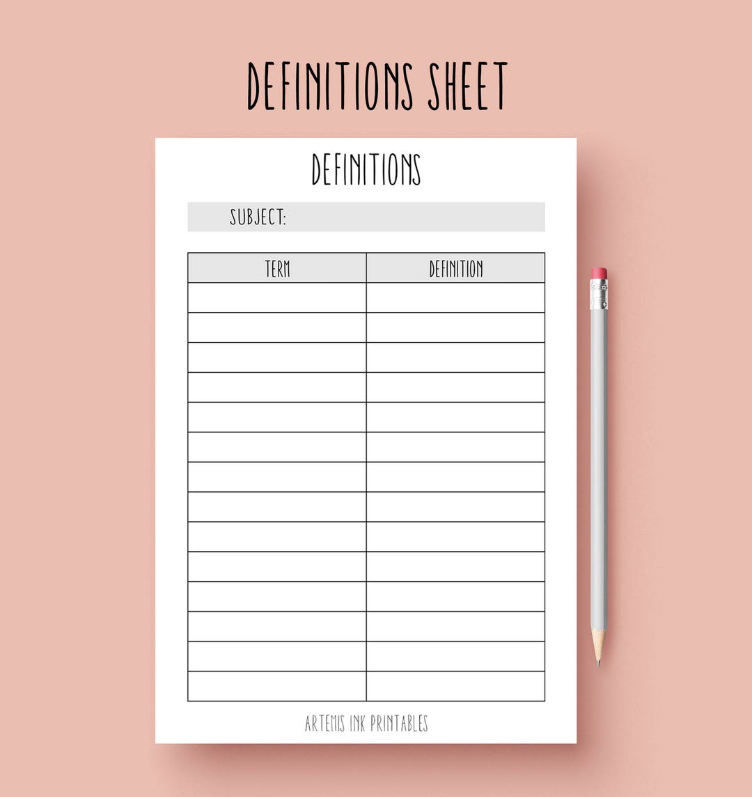 DEFINITIONS PRINTABLE A4, A5 & Letter Size perfect for Studying - Etsy
