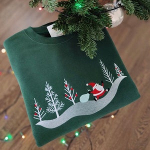 Embroidered Christmas Jumper , Christmas Sweatshirt , Green Jumper , image 1