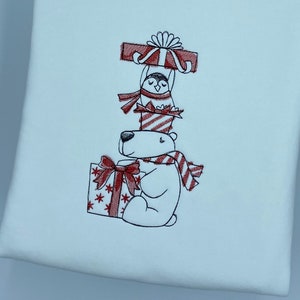 Embroidered Christmas Jumper , White Xmas Jumper , Christmas Sweatshirt ,