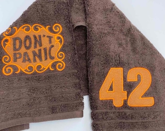 Don't Panic Hand Towel , Towel Day Towel , 25th May Towel , Luxury Towels , Hitchhikers Towel