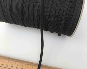 5mm Elastic Cord - Flat Elastic - Black Elastic - Elastic Band - Elastic For Masks - Black Cord - Sewing Cord - 6 Cord Elastic - Waistband -
